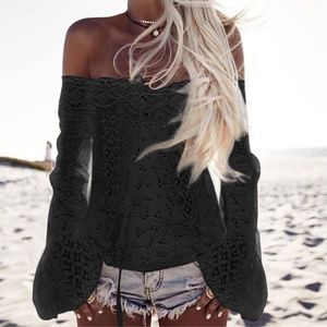 Boho Off Shoulder Casual Lace Top Bohemian Shirt